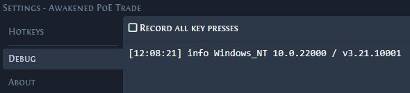 Debug logs tab screenshot